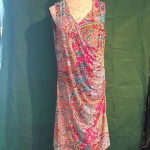 Ralph Lauren wrap style multi color dress 1X